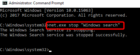 Net exe stop windows search отказано в доступе