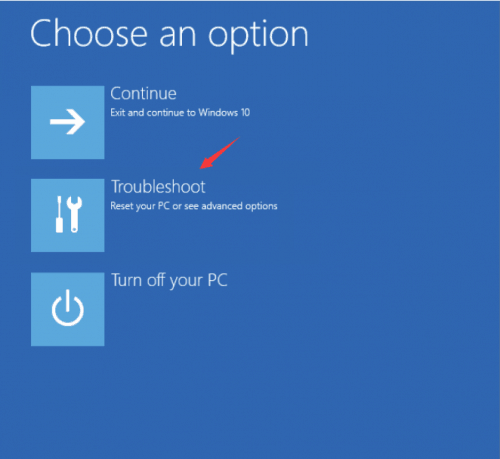 select troubleshoot