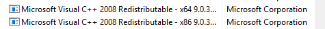 uninstall visual C++ redistributable