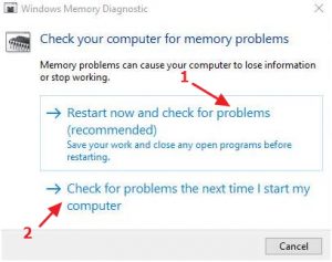 memory check options