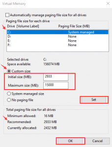 set paging file size