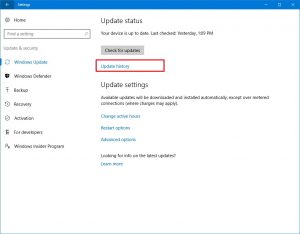 windows update history