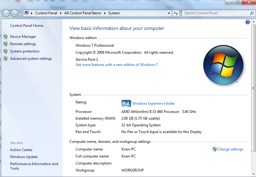 Win 7 bit archt