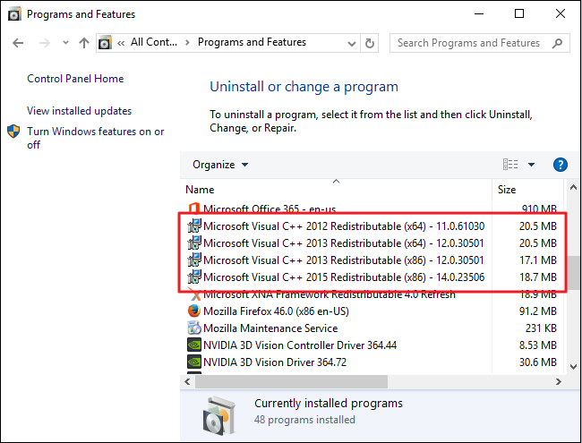 different VC++ versions