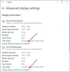 ms display adapter properties not showing mac address or ip