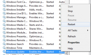 Restart Windows Update service