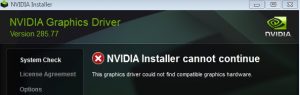 nvidia graphics driver install cannot continue