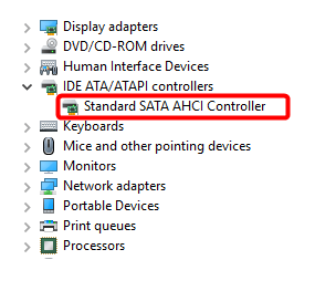 microsoft standard sata ahci controller driver windows 10