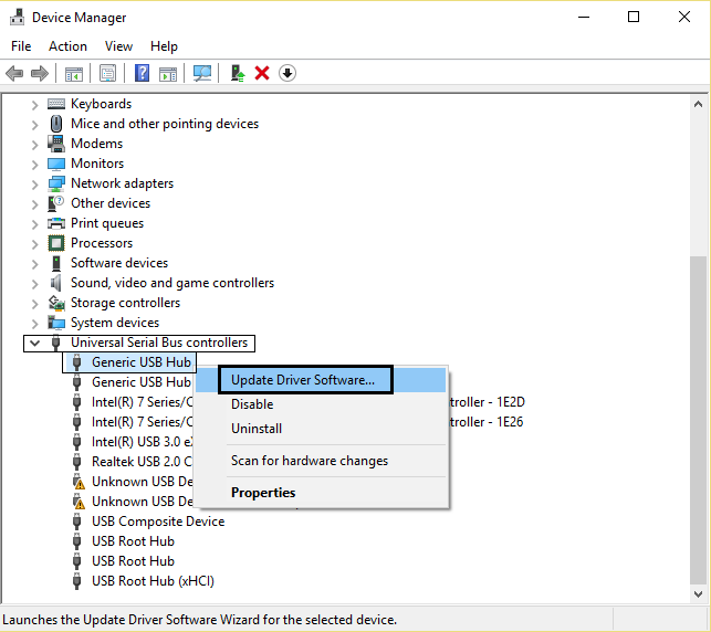 device manager uninstall universal bus controllers